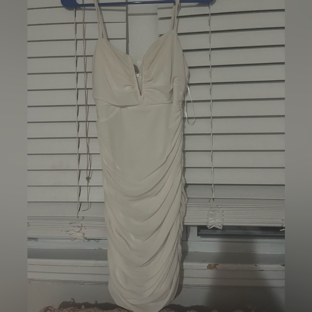 Lucy in the sky body con white mini dress